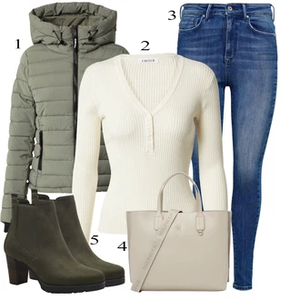 Outfits for chubby mit Modra/Temno modra/Svetlo modra Jeans Pajkice/Jeggings Only "Zimski outfit"
