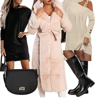 Wedding guest outfits sa Bež/Pastelne boje Elegantna Haljina fenzy "Elegantan zimski outfit"