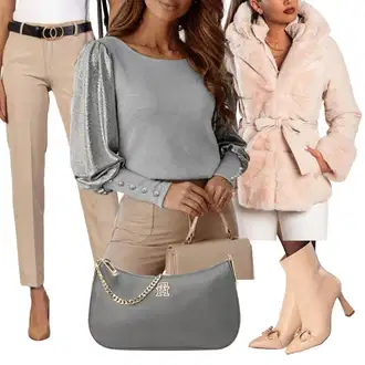 Kombinacije za zimu sa Siva Tunika Kratkih Rukava "Elegantan zimski outfit"