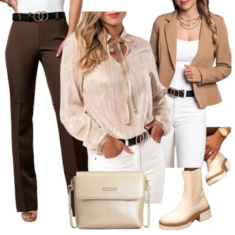 Ovratnik Na Rever Outfit sa Bež Kožna jakna za muškarce/Dugi Sako fenzy "Elegantni look"
