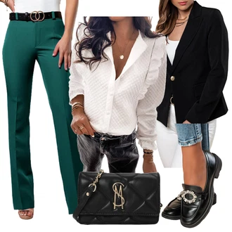 S zakovicama Outfit sa Crna Kožna jakna za muškarce/Dugi Sako fenzy "Elegantni look"Look: S zakovicama