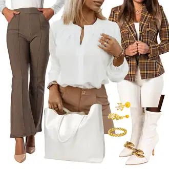 Outfit sa Pink/Bež/Plava Odijelo Dugi Sako fenzy "Elegantni look"