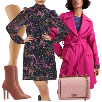 Outfit s Vícebarevný/Fialová/Růžová Šaty s dlouhým rukávem/Šaty S Potiskem/Šaty na Podzim/Halenkové Šaty/Šaty S Vysokým Výstřihem/Šaty S Rolákem VERO MODA "Elegantní podzimní outfit"