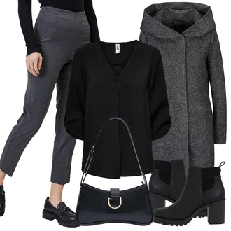 S ramenními vycpávkami Outfit s Černá Only "Elegantní zimní outfit"Look: Na Procházku, S ramenními vycpávkami