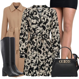 Outfity na zimu Áčkového Střihu s Šedá JdY "Elegantní zimní outfit"Look: Áčkového Střihu