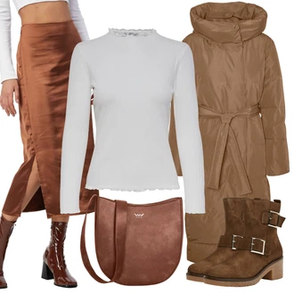 Oblečení se sukní Maxi s Hnědá/Oranžová Only "Elegantní zimní outfit"