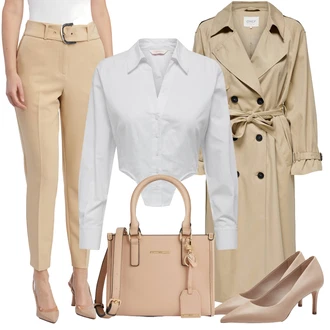 Outfit s Béžová/Hnědá Lodička s vysokým nártem/Lodička na Vysokém Podpatku/Business Bota/Vintage Lodička/Lodička Nízký Podpatek/Kožená bota/Bota Na Podpatku/Pohodlná lodička Tamaris "Elegantní zimní outfit"