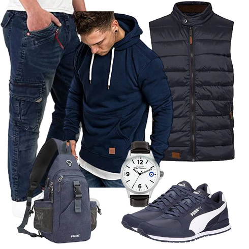 Schwarz/Hellblau/Dunkelblau Kunstfaserweste/Reiseweste/Kurze Weste/Ärmellose Weste/Isolationsweste/Wendeweste/Steppweste/Daunenweste/Puffer Weste/Outdoorweste b BLEND kombinieren mit Dunkelblau/Hellblau Unisex Hoodie/Sport Sweatshirt/Strick Hoodie/Hoodie/Sport Hoodie/Ausgefallener Hoodie/Kapuzenpullover REPUBLIX