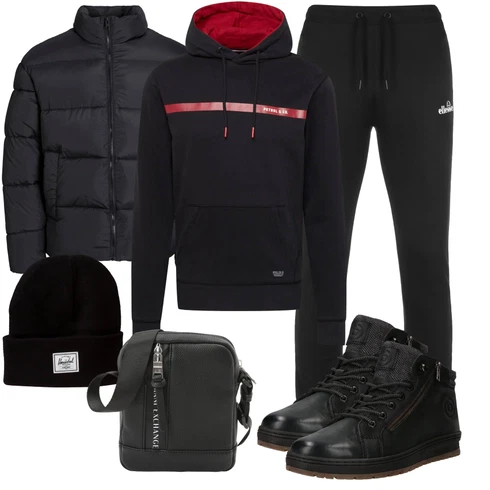 Schwarz/Dunkelgrau Jogginghose/Jogger Hose/Trainingshose/Jerseyhose/Sporthose Ellesse kombinieren