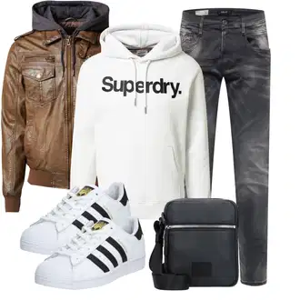 Große Größen Outfit mit Braun/Dunkelbraun/Khaki Mantel/KunstLederjacke/Leder Bomberjacke/Lederjacke/Vintage Lederjacke Indicode Jeans "Freizeit Outfit"