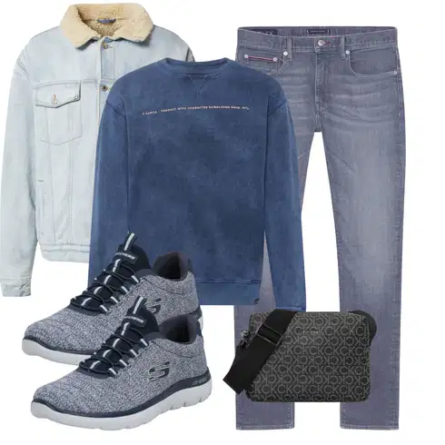 Grau/Blau/Hellgrau Hose Große Größe/Damen 7/8-Länge Jeans/Knöchelstiefel/Caprijeans/Sportschuhe/Cropped Jeans/Girlfriend Jeans/Low Rise Jean/Regular-Fit Jeans/Slim Fit Jeans/Straight Leg Jean/Leder Schuhe/Tapered-Jeans Tommy Hilfiger kombinieren mit Blau/Dunkelblau Hoodie Damen Pullover/Women's Fleece Sweatshirts/Sport Sweatshirt GARCIA