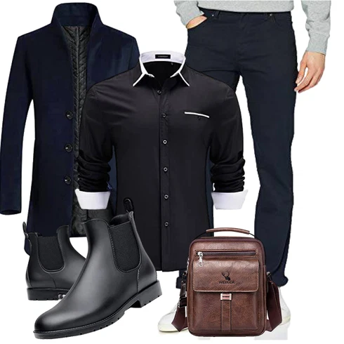 Elegant Dunkelblau Übergangsmantel/Wollfleece Mantel/Kaschmir Mantel/Blazermantel/Schmal Geschnittener Mantel/Gehröck/Wollmantel/Hoodie Wickel Pullover/Pullover mit Stehkragen/Außergewöhnliche Jacke/Trachtenstrickjacke/Doppeljacke/Schlupfjacke/Langjacke/Wolljacke Generic kombinierenLook: Retro, Oversize, Sexy, Sportlich, Vintage, Business, Teddy, Büro, Old Money, Französische, Maritim, Steampunk, Elegant, Smart Casual, Edel, Extravagante, Ausgefallene, Premium, Lagenlook
