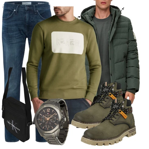 Camouflage Dunkelgrün Schuh Lederjacke/Klassischer Stiefel/Springerstiefel/Schnürstiefelette/SchnürSchuh/Gefütterte Stiefelette/SicherheitsSchuh/Trekkingstiefel/Unkategorisiert Dockers by Gerli kombinieren