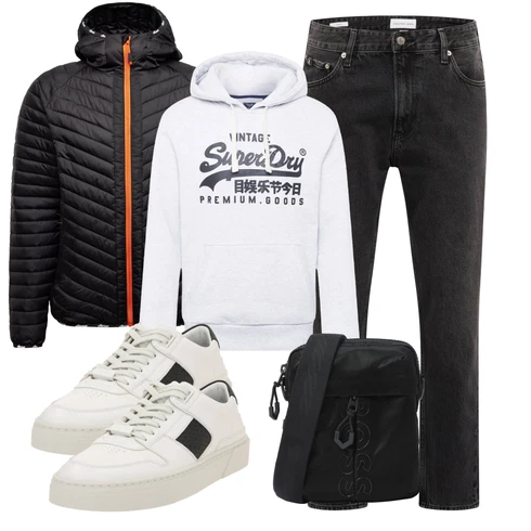Schwarz/Orange Isolationsjacke/Thermojacke/Kunstfaserjacke/Wendejacke/Steppjacke/Strickjacke Gefüttert/Stehkragen-Strickjacke/Winter Strickjacke/Verstaubare Jacke/Hybridjacke Ellesse kombinieren