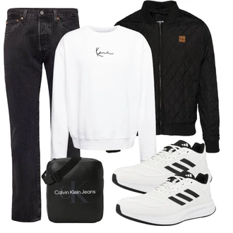 Outfit mit Weiß/Creme gesundheitsschuh/Walkingschuh/Sneaker Low/Schuh Ohne Schnürsenkel/Sommer Sneaker Adidas Performance "Freizeit Outfit"