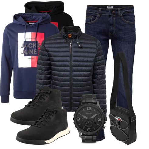 Dunkelblau/Mischfarben/Blau Hoodie Kapuzenpullover/Sport Sweatshirt/Unisex Hoodie/Hoodie/Sport Hoodie/Ausgefallener Hoodie/Partner Hoodie Jack & Jones kombinieren