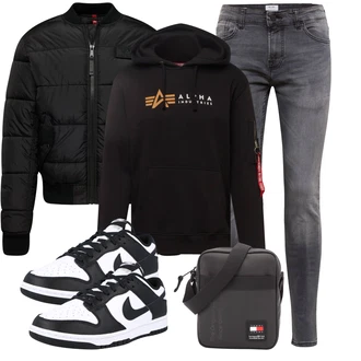 Elegant Outfit mit Grau/Dunkelgrau/Hellgrau Biker Jeans/Lederjacke/Leder Schuhe/Slim Fit Jeans/Thermojeans/Herren Lederjacke/Winterjacke/Jeans mit Schlitz/Low Rise Jean Only & Sons "Freizeit Outfit"Look: Uni, Old Money, Schön, Nahtlos, Elegant, Coole, Smart Casual, Schlichte
