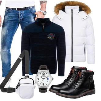 Kunstfell Outfit mit Fliederfarben Jacke Soulstar "Freizeit Outfit"