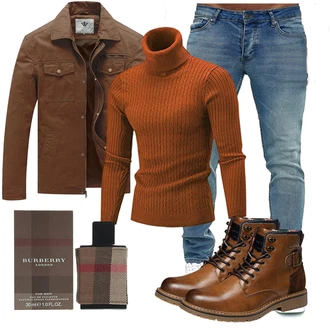 Stil Motorrad Outfit mit Braun/Khaki/Dunkelbraun Sommerjacke/Lederjacke/Frühlingsjacke/Herbstjacke/Cordjacke/Shirtjacke/Militärjacke/Wachsjacke WenVen "Freizeit Outfit"Look: Retro, Classic, Coole, Rap, Vintage, Chill, Büro, Stil, Militär, Indoor, Schütze, Workwear, Western, Outdoor, Maritim, Country Styl, Angeln, Wandern, Arbeits, Freizeit, Trekking, Jagd, Reiten, Motorrad, Berg­steigen