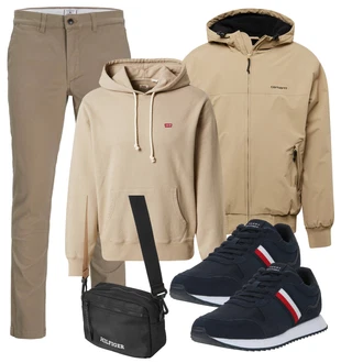 Outfit mit Khaki Hose Große Größe/Slim Hose/Twill Hose/Skinny Hose Jack & Jones "Freizeit Outfit"