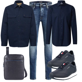 Jeans Outfits mit Sneaker/Leder Sneaker Tommy Hilfiger "Freizeit Outfit"