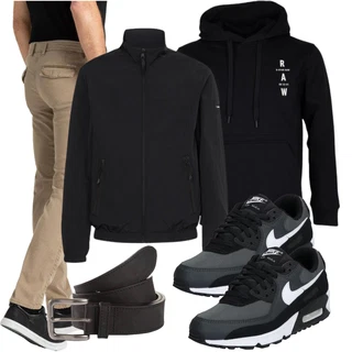 90er Skating Outfit mit Grau/Dunkelblau/Dunkelgrau/Blau/Hellgrau Sneaker Low/Skateschuh/Vintage Sneaker/Winter Sneaker/Schmaler Sneaker Nike Sportswear "Freizeit Outfit"Look: Empire, Smart Casual, Streetwear, Skater, Schön, Classic, Premium, Elegant, Esthetische, Sportlich, 90er, Skating, Baseball, Fußball