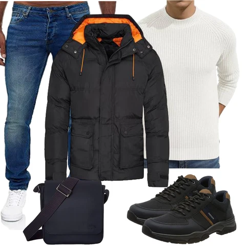 Schwarz/Orange KunstfaserJacke/2in1 Jacke/DaunenJacke/WachsJacke/Winter Parka/KapuzenJacke/Puffer Jacke/WinterJacke Soulstar kombinieren