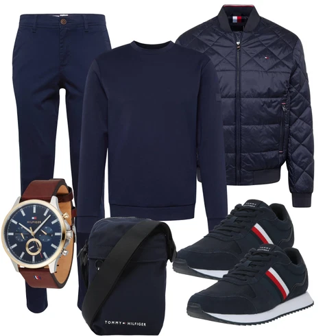 Dunkelblau/Blau Mannstasche Tommy Hilfiger kombinieren