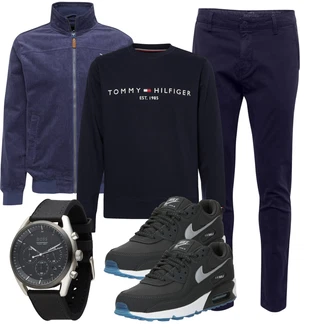 Outfit mit Dunkelblau Slim Hose/Skinny Hose/Jeggings/Twill Hose/Hose mit Schlitz levi's ® "Freizeit Outfit"