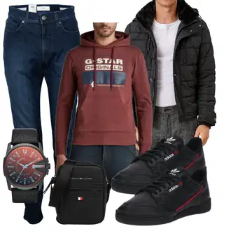 Retro Outfit mit Schwarz/Rot Schmaler Sneaker/Sneaker Mit Klettverschluss/Skateschuh/Leder Sneaker/Sneaker Low/Sneaker Mit Seitlichem Reißverschluss/gesundheitsschuh Adidas Originals "Freizeit Outfit"Look: Sportlich, Retro, Rockige, Moderne, Classic, Unisex, Steampunk, Skater, Techno, Rap
