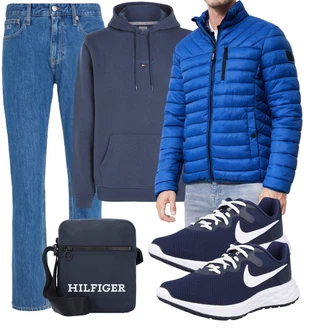 Outfit mit Dunkelblau/Blau Umhängetasche/Mannstasche/Schultertasche Tommy Hilfiger "Freizeit Outfit"