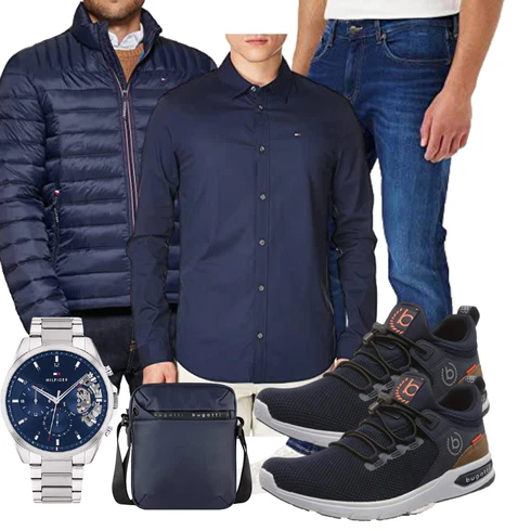 Dunkelblau BusinessHemd/Hemdbluse/Casual Hemd/Business Hemd Tommy Jeans kombinieren