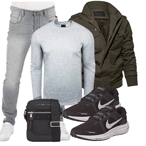 Elegant Grau Hoodie Kaschmir Pullover/Sport Sweatshirt/Pullover mit Stehkragen R-Neal kombinierenLook: Büro, Streetwear, Moderne, Premium, Casual, Elegant, Stil, Lagenlook, Nahtlos, Sportlich, Schön