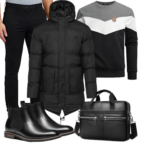 Schwarz Langjacke/Wachsjacke/Winterjacke/Parka-übergangsjacke/Winter Parka Soulstar kombinieren