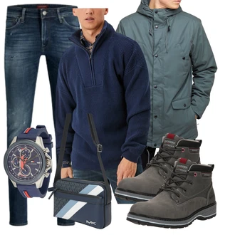 Jeans Outfits mit Hellblau/Schwarz/Blau/Dunkelblau Tommy Hilfiger "Freizeit Outfit"