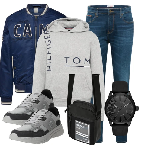Blau/Dunkelblau/Grau/Lila BomberJacke/CoachJacke/CollegeJacke/Vintage Jacke Camp David kombinieren