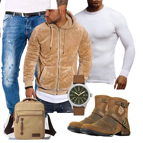Braun/Beige/Khaki/Schwarz Women's Fleece Sweatshirts/Hoodie/Sport Hoodie/Sweatjacke/Ausgefallener Hoodie Behype kombinieren