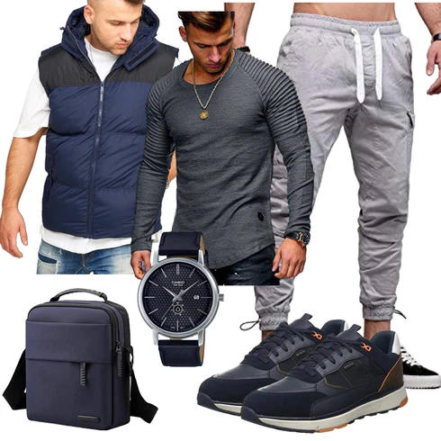 Dunkelblau/Hellblau Leichte Weste/Sport Weste/Kurze Weste/Funktionsweste/Steppweste/Trachtenweste/Anzugweste/Daunenweste/Kunstfaserweste/Outdoorweste/Lange Weste/Ärmellose Weste/Puffer Weste Behype kombinieren