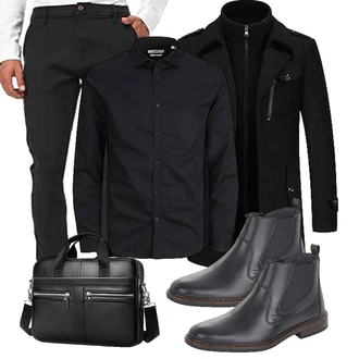 Outfit mit Schwarz/Dunkelblau Hemdbluse/Businesshemd/Business Hemd Jack & Jones "Freizeit Outfit"