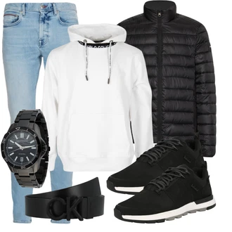 Outfit mit Schwarz Frauengürtel Ohne Schnalle/Ledergürtel/Klassische Gürtel/Casual Gürtel/Breiter Gürtel Calvin Klein "Freizeit Outfit"
