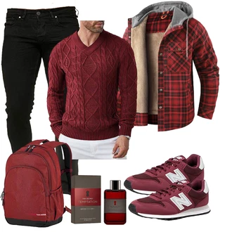 Winter Outfits Feine mit Rot COOFANDY "Freizeit Outfit"Look: Casual, Classic, Büro, Business, Feine