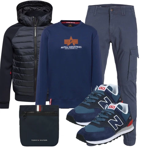 Blau/Dunkelblau/Grau Cargohose/Funktionshose/Trekkinghose/Zip Off Hose/Cargo-Jogginghose Jack & Jones kombinieren