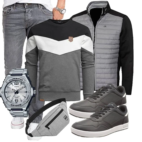 Grau/Dunkelgrau/Hellgrau/Silber Damen Pullover/Pullover mit Stehkragen/Ausgefallener Hoodie/Sport Hoodie/Sport Sweatshirt Amaci&Sons kombinieren