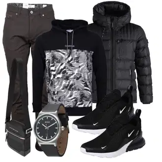 Outfit mit Schwarz Schuh Ohne Schnürsenkel/Sommer Sneaker/Turnschuh ohne Schnürsenkel/gesundheitsschuh/Sneaker Mit Lochmuster Nike Sportswear "Freizeit Outfit"