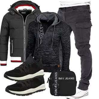 Outfit mit Blau Overall/Winter Parka/Regenjacke Indicode Jeans "Freizeit Outfit"