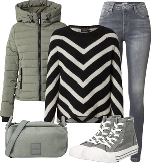 Outfit s Černá/Bílá/Šedá/Fialová Svetr na kojení/Pruhovaný Svetr/Jednoduchý Svetr/Basic Svetr/Pulovr s Pleteným Vzorem/Pletený Svetr/Kašmírový Svetr/Svetr Carmen/Potisknout Svetr/Svetr s Kulatým Výstřihem/Žakárový Svetr/Svetr z Jemné Pleteniny Only "Outfit Na Podzim"