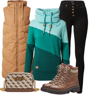 Zima Outfit s Černá/Žlutá/Khaki/Vínová Skinny Kalhoty/Kalhoty s Vysokým Pasem/Tregíny/Manšestrový Legíny/Legíny s Vysokým Pasem/Push up Kalhoty/Jeggings/Pletený Legín Only "Outfit Na Podzim"