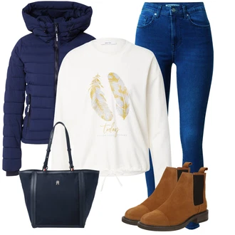 Hunting Outfit s Hnědá/Béžová Kozačka Chelsea Boty/Plochá Kotníková Bota "Outfit Na Podzim"Look: Jízda na koni, Skating, Na Procházku, Hunting