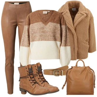 Outfit s Hnědá/Béžová Bouclé Bund/Plyšová Bund Dorothy Perkins (Petite) "Podzimní outfity"