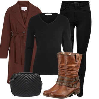 outfit mit Črna/Temno modra Pletena Pajkica/Pajkice z Razporkom/Neprosojna Pajkica/Usnjena Jakna/Oblikovana Pajkica/Tople Pajkice/Športna Pajkica/Podložena Pajkica/Baumwoll Pajkica Only "Obleka za jesen"